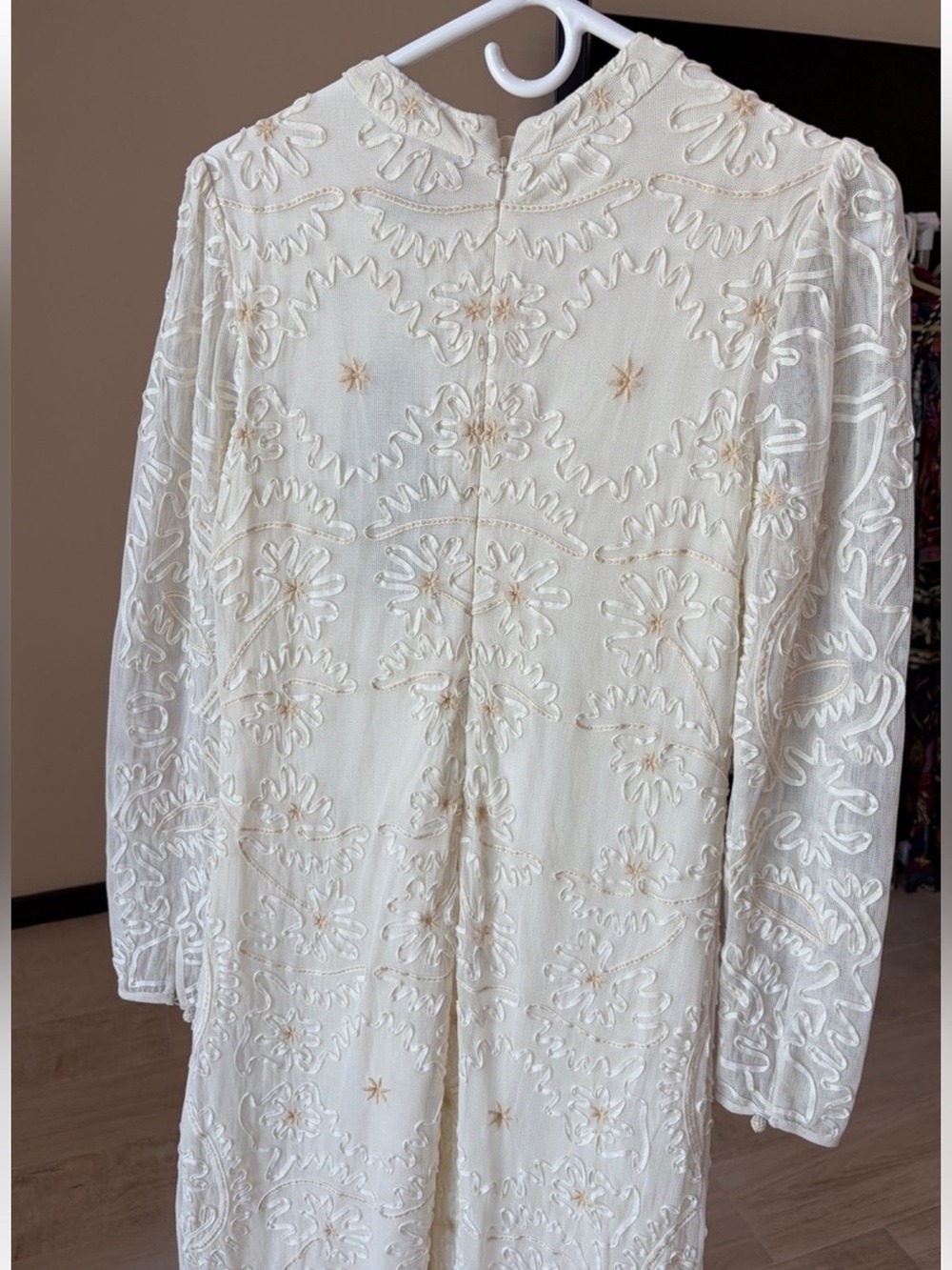 Farm Rio: Off-White Embroidered Crew Neck
Long Sleeve Maxi Dress - Picture 6 of 7